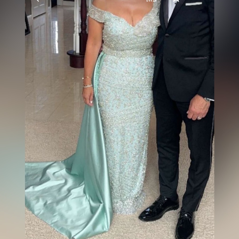 Elegant Sequin Gown with Train